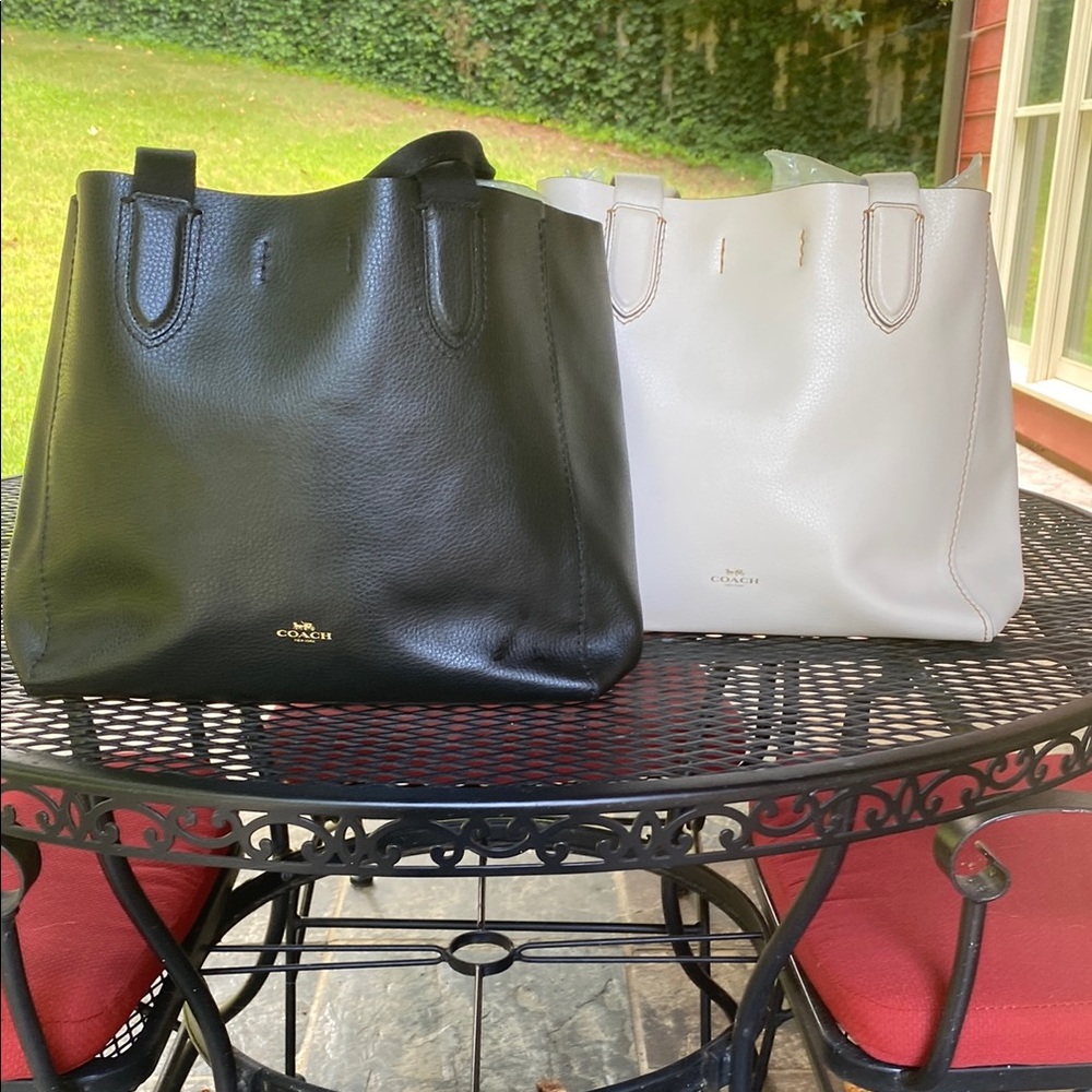 COACH DERBY BOTH Black and White Totes with Minimalist Design